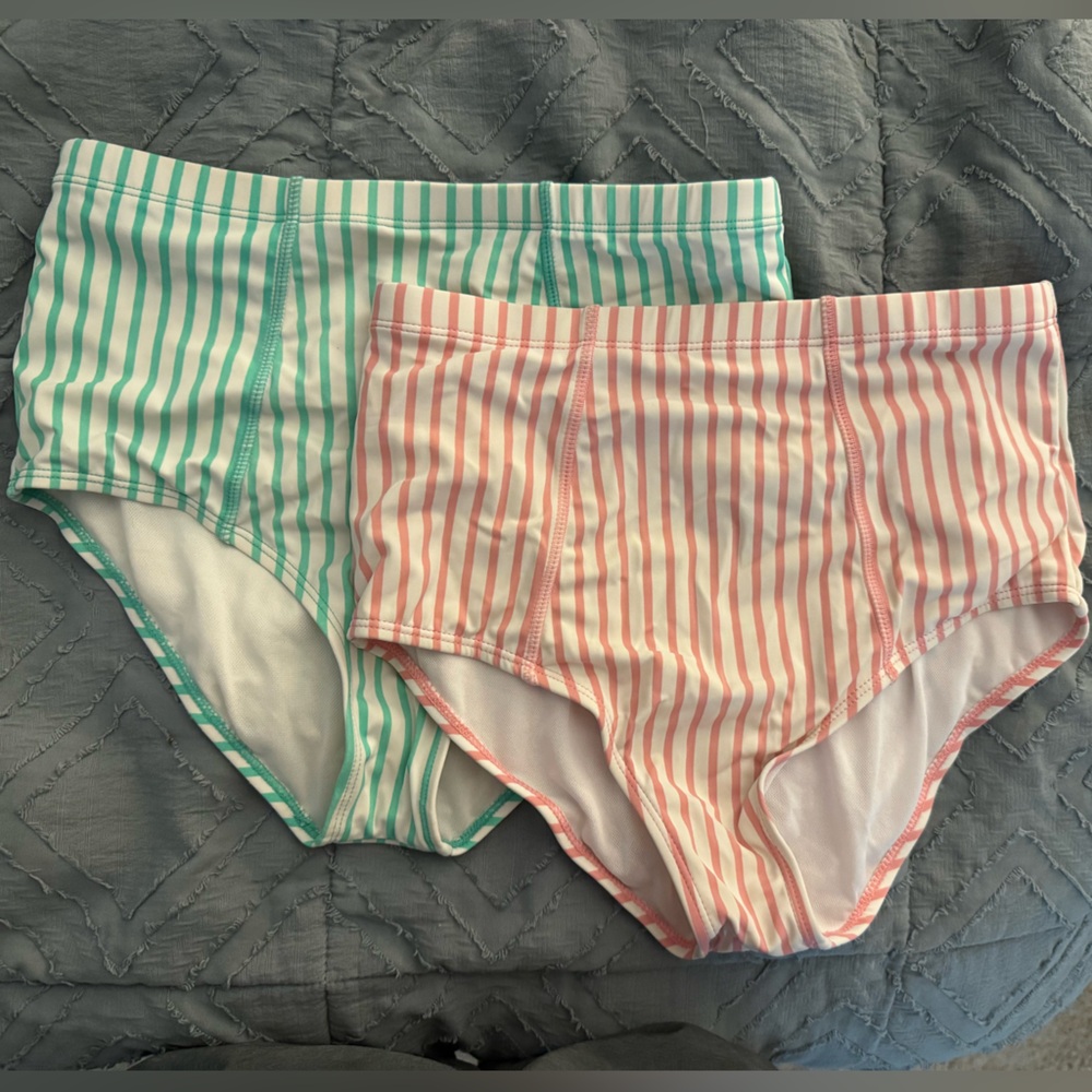 Coral Reef Beach Bum Thin Striped Green and Pink Bottoms